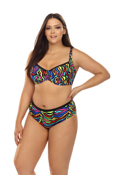 PLUS SIZE formuojantis maudymosi kostiumėlis su spalvingu raštu, išryškinančiu įdegį L3098/2