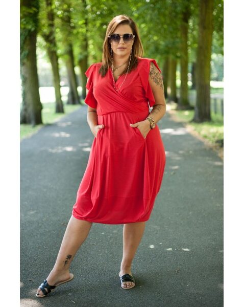 Raudonos spalvos lengva suknelė ALMA S-81