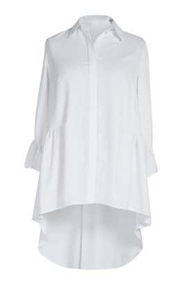 Kreminiai balti ilgi moteriški marškiniai ANABELĖ su 3/4 rankovėmis