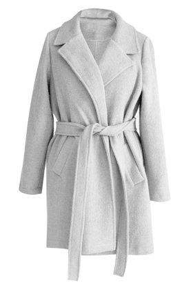 Šviesiai pilkas užrišamas paltas ARLES