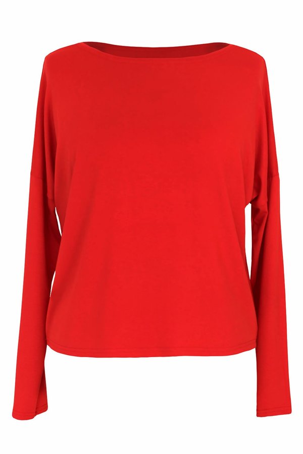 Raudona lygi palaidinė prie kelnių ir sijonų su aukštu liemeniu AYA