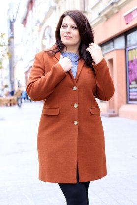 Rudas klasikinis paltukas BARBORA