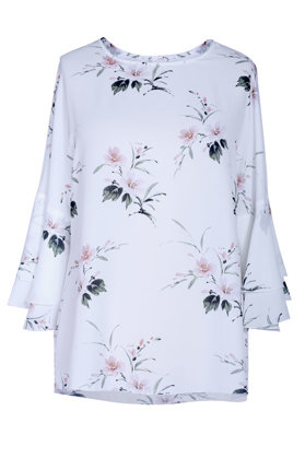 Kreminė gėlėta palaidinė BEATRIČĖ