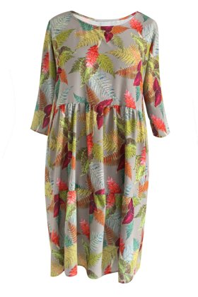 Pilka suknelė su spalvotais lapais BELLA