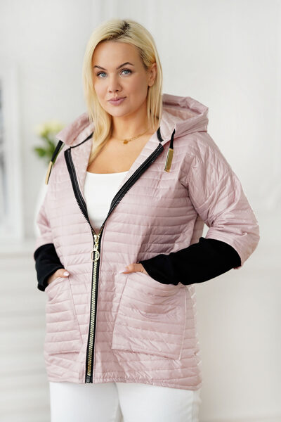 PASTELINĖ ROŽINIO ATSPALVIO PAVASARINĖ DYGSNIUOTA STRIUKĖ SU RANKOVĖMIS IR GOBTUVU - BLAKE