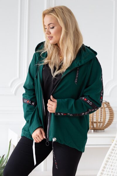 Butelio žalumos atspalvio asimetriška striukė su puošniomis juostomis Caroline