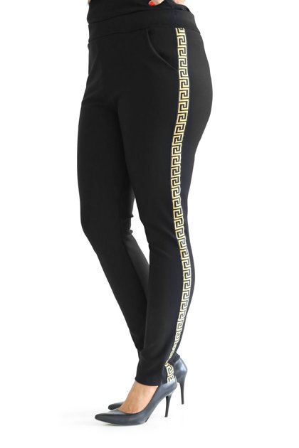 Juodos kelnės su auksinėmis dekoratyvinėmis juostomis CORNELIA