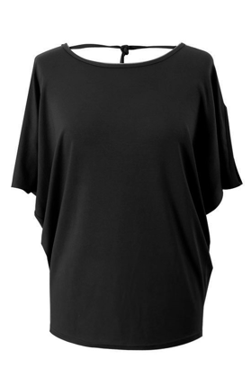 Juoda trikotažinė palaidinė trumpomis rankovėmis DORA