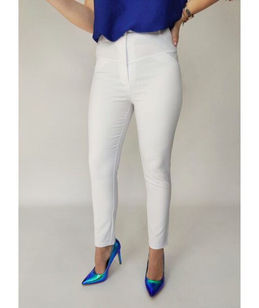 Baltos spalvos tiesaus kirpimo kelnės ELVYRA