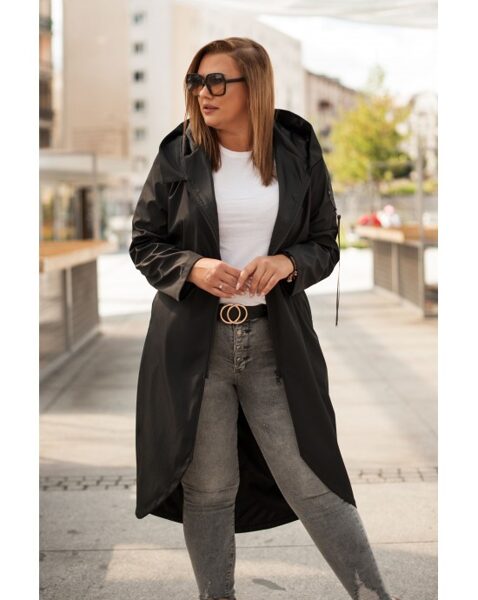 Juodos spalvos madingiausias MAXI paltas pv-3 EMANUELE