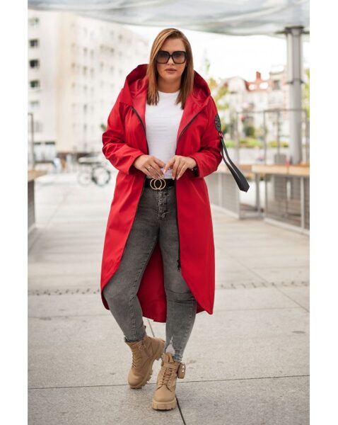 Raudonos spalvos madingiausias MAXI paltas pv-3 EMANUELE