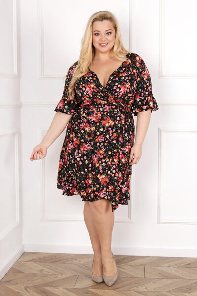 JUODA SUKNELĖ SU GĖLĖMIS FRANCESCA