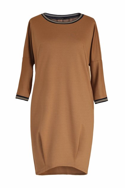 Smėlio atslapvio suknelė su juostele GINA