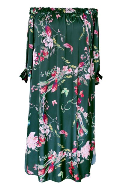 Tamsiai žalia ispaniško stiliaus gėlėta suknelė MARITA GREEN BONNO