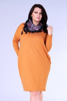 Smėlio spalvos oversize suknelė ilgomis rankovėmis IVETA