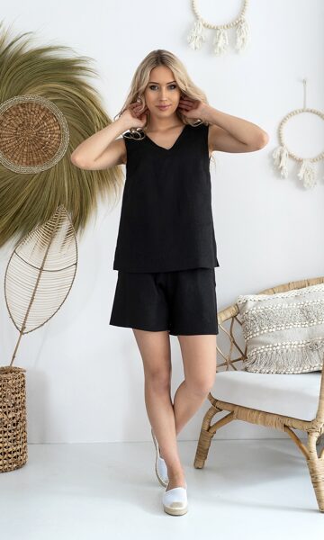 Juoda palaidinė 100 proc. linas ANIELA