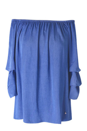 Džinsinės spalvos palaidinė plačiomis rankovėmis KISSY