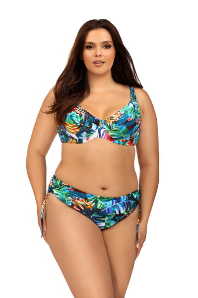 Dviejų dalių maudymosi kostiumėlis su klasikiniu apatiniu trikotažu ir šoniniais raiščiais L3134/3