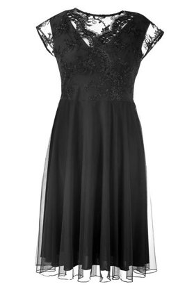 Juoda vakarinė suknelė su nėriniais LUCINA