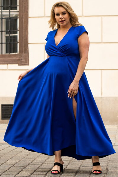 Vakarinė suknelė su voko formos iškirpte LUIZA mėlyna