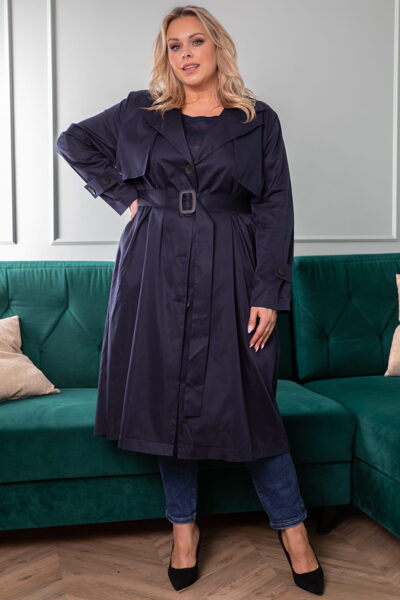 Išskirtinis paltas MARCIA tamsiai mėlynas