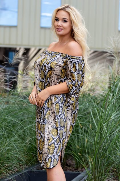 Bronzos-auksinė ispaniško stiliaus suknelė su gyvatės odos ornamentais MARITA