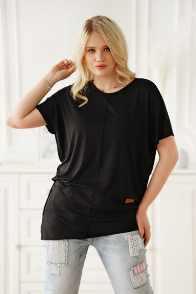 JUODA TUNIKA SU DEKORATYVINĖMIS SIŪLĖMIS - MARTEA