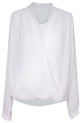 Balta darbinė palaidinė dideliai krūtinei ilgomis rankovėmis MAYA