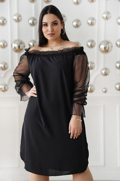 Juoda suknelė su nėriniais MERRY