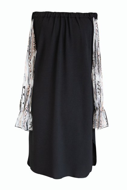 Juoda ispaniško stiliaus suknelė su blizgučiais MIRELLA