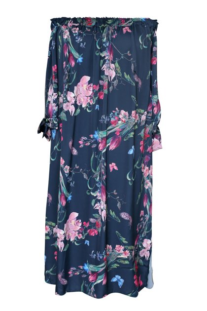 Tamsiai mėlyna ispaniško stiliaus gėlėta suknelė MARITA NAVY BONNO