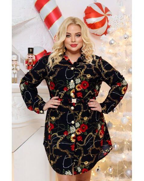 TAMSIAI MĖLYNA MARŠKININĖ SUKNELĖ SU DIRŽU SW-02 NERINGA