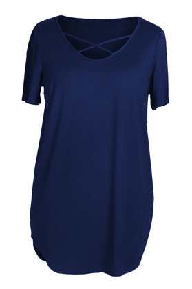 Tamsiai mėlyna palaidinė su sukryžiavimu ant iškirptės NIKOLĖ