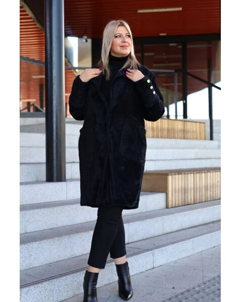 Juodas pavasarinis paltas Pa-01 MARLENE