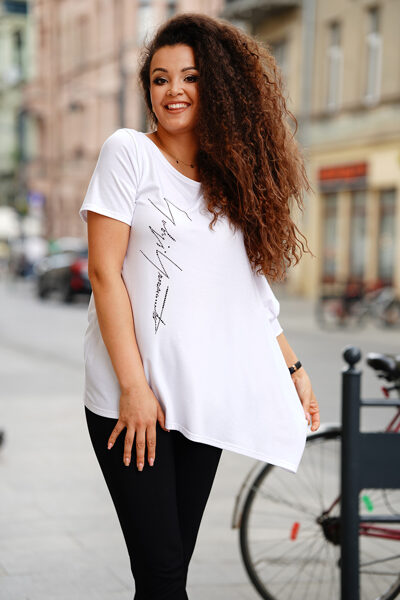 BALTA TUNIKA SU ASIMETRIŠKA APAČIA - PELAGY