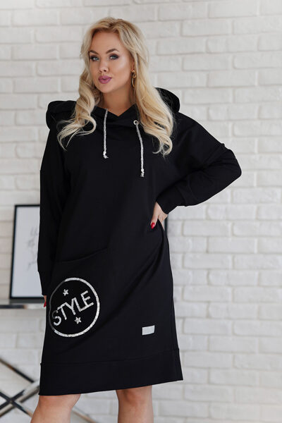 JUODA OVERSIZE SUKNELĖ SU KIŠENĖMIS IR LOPAIS - REBECKA