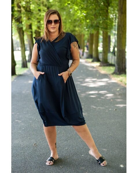 Tamsiai mėlynos spalvos lengva suknelė ALMA S-81