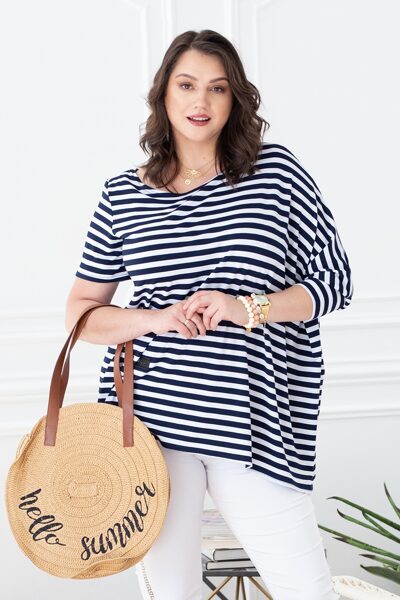 BALTAI - TAMSIAI MĖLYNA DRYŽUOTA TUNIKA SALIE