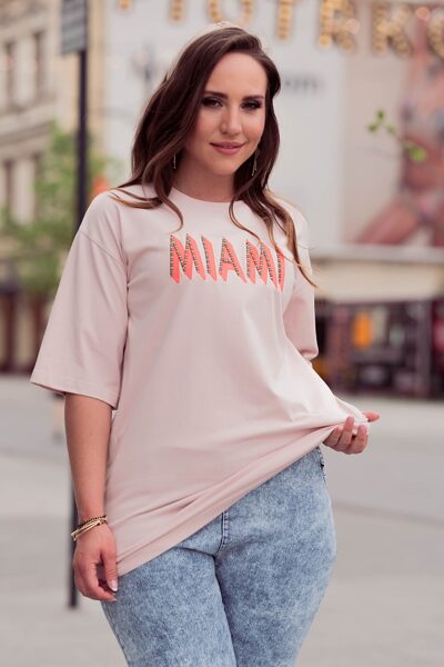 Pudros atslapvio palaidinė su oranžiniu užrašu - SALISA