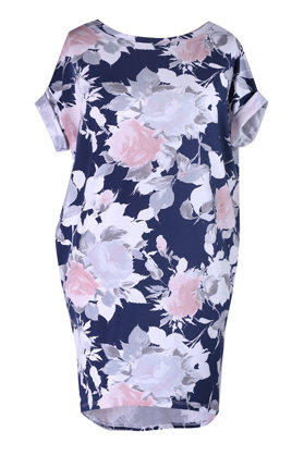 Suknelė su gėlėmis bei nėriniais SANDY (tamsiai mėlyna spalva)