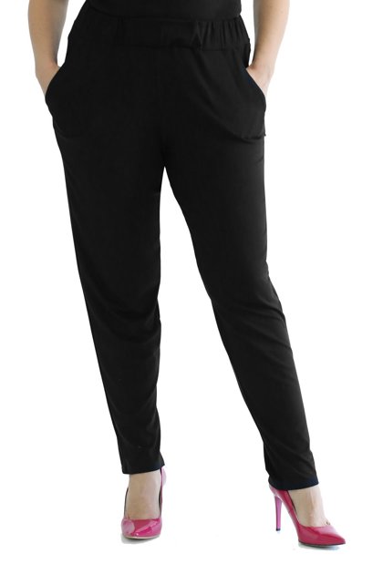 Juodos trikotažinės kelnės su kišenėmis SCARLET