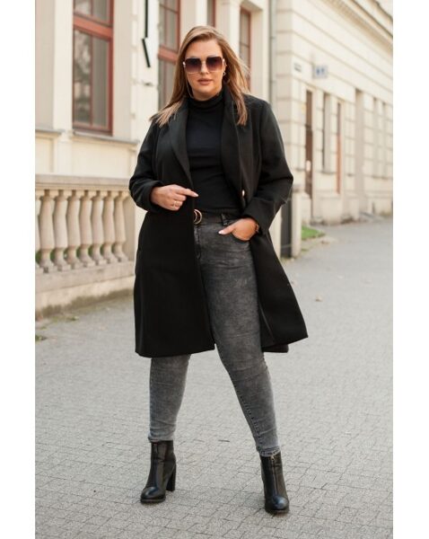 KLASIKINIS JUODAS PALTAS SU SAGĖMIS P-04 SOFIA