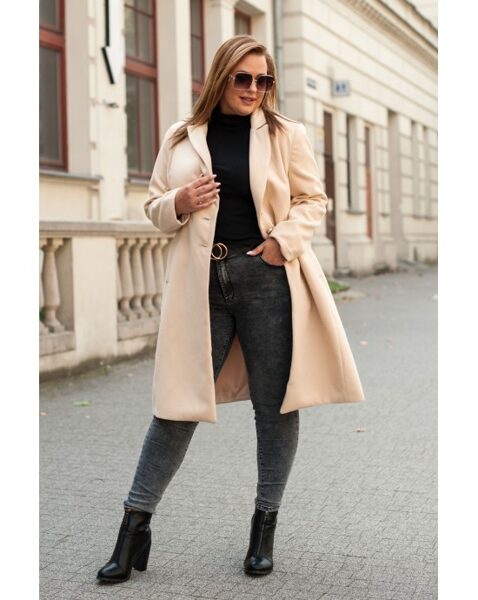 KLASIKINIS SMĖLIO ATSPALVIO PALTAS SU SAGĖMIS P-04 SOFIA