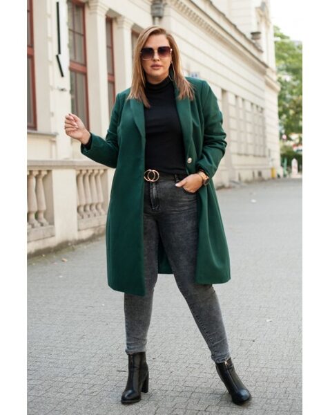 KLASIKINIS ŽALIAS PALTAS SU SAGĖMIS P-04 SOFIA