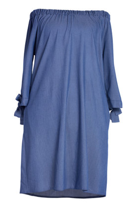 Ispaniško stiliaus suknelės su kišenėmis SOFIJA (džinsinės spalvos)