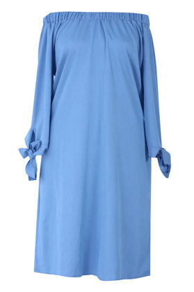 Šviesiai mėlyna ispaniško stiliaus suknelė su kišenėmis SOFIJA