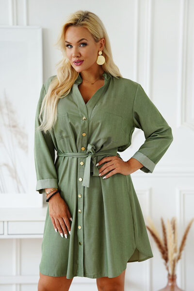 ALYVUOGIŲ ATSPALVIO SUKNELĖ SU UŽRIŠAMU LIEMENIU - TIERI