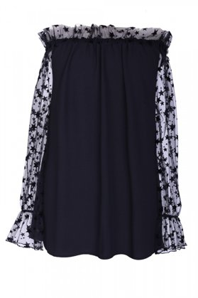 Juoda palaidinė su nėriniais su žvaigždutėmis TINA